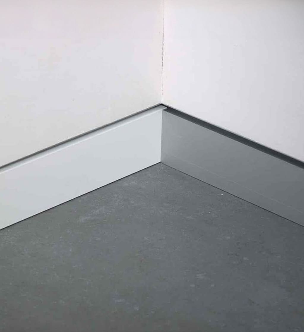 Plintă din aluminiu Filomuro (la nivel cu peretele) plano BF - BASE + TOP in Anodized Aluminum - Plano Design for Drywall at the wall level, 2.7m, BF600ASN270 + BF550ASN270 - imagine 2